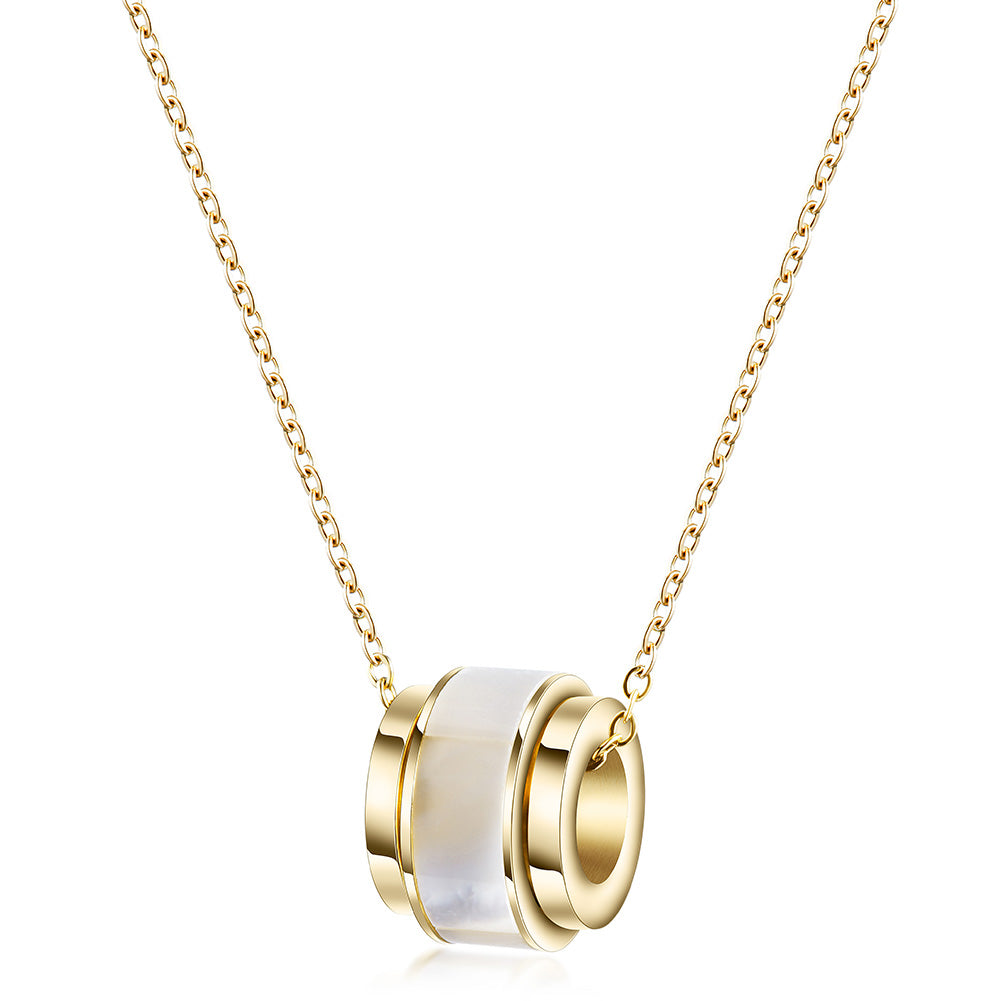 High polished wheel pendant necklace-NSSN702ST