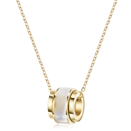 High polished wheel pendant necklace-NSSN702ST