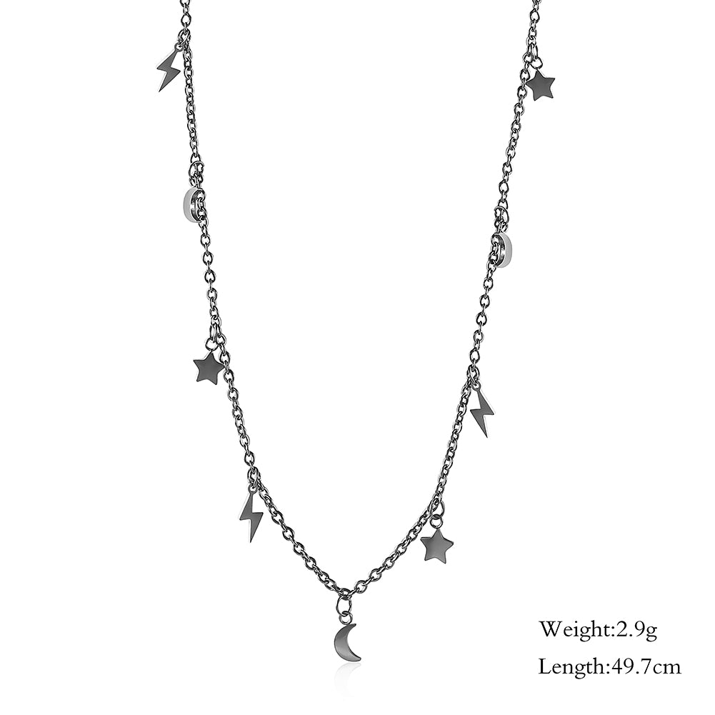 Star Moon Lightning Necklace-NSSN722ST