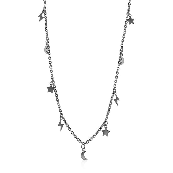 Star Moon Lightning Necklace-NSSN722ST