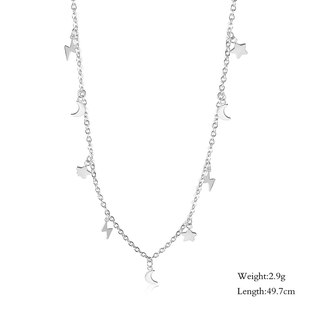 Star Moon Lightning Necklace-NSSN722ST