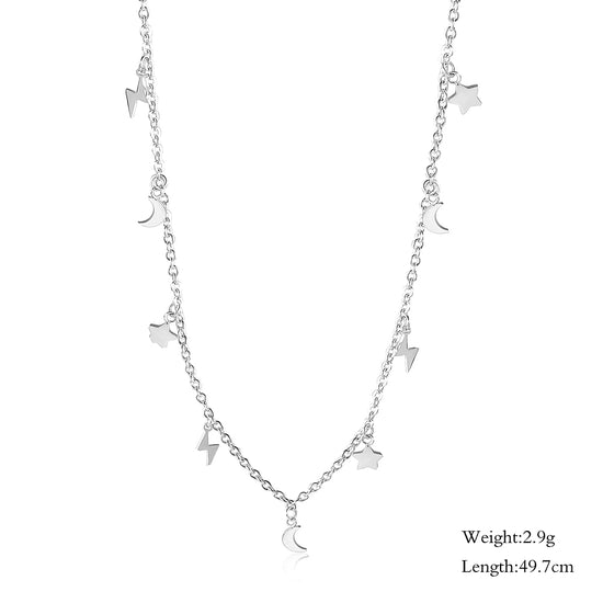 Star Moon Lightning Necklace-NSSN722ST