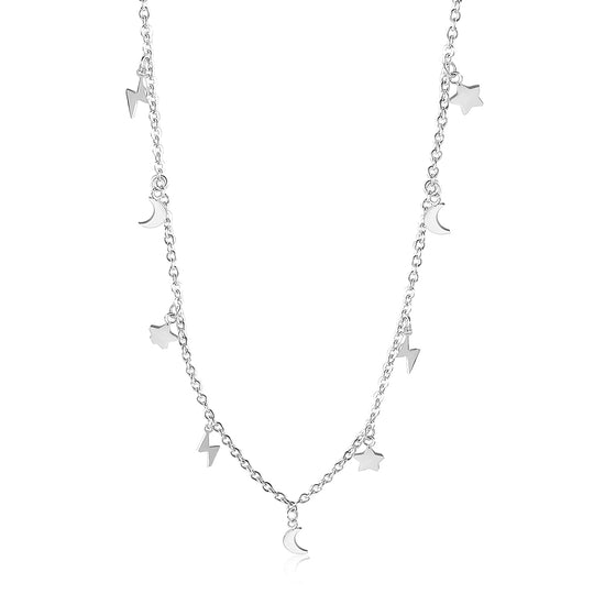 Star Moon Lightning Necklace-NSSN722ST