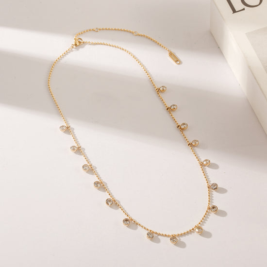 Zircon inlaid necklace-NSSN739ST