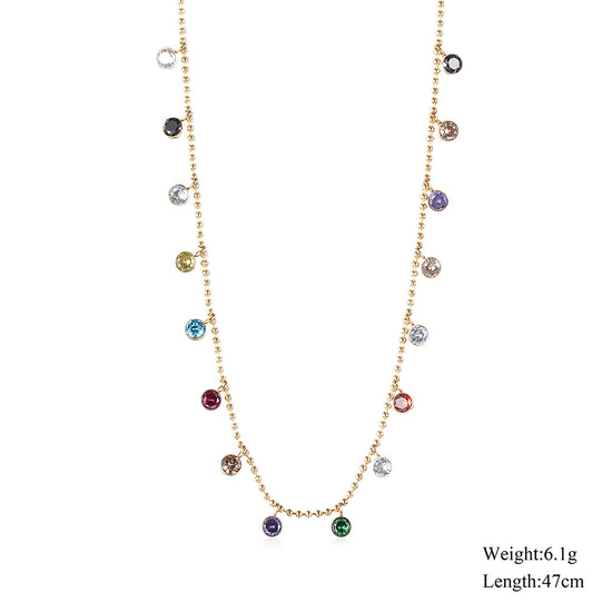 Colorful zircon inlaid necklace-NSSN739STGCZD