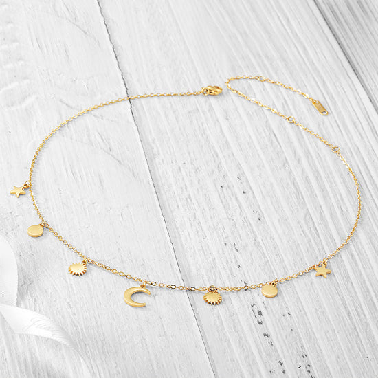 Gold zircon inlaid necklace-NSSN739STGC