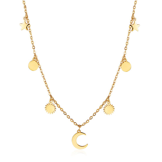 Gold zircon inlaid necklace-NSSN739STGC