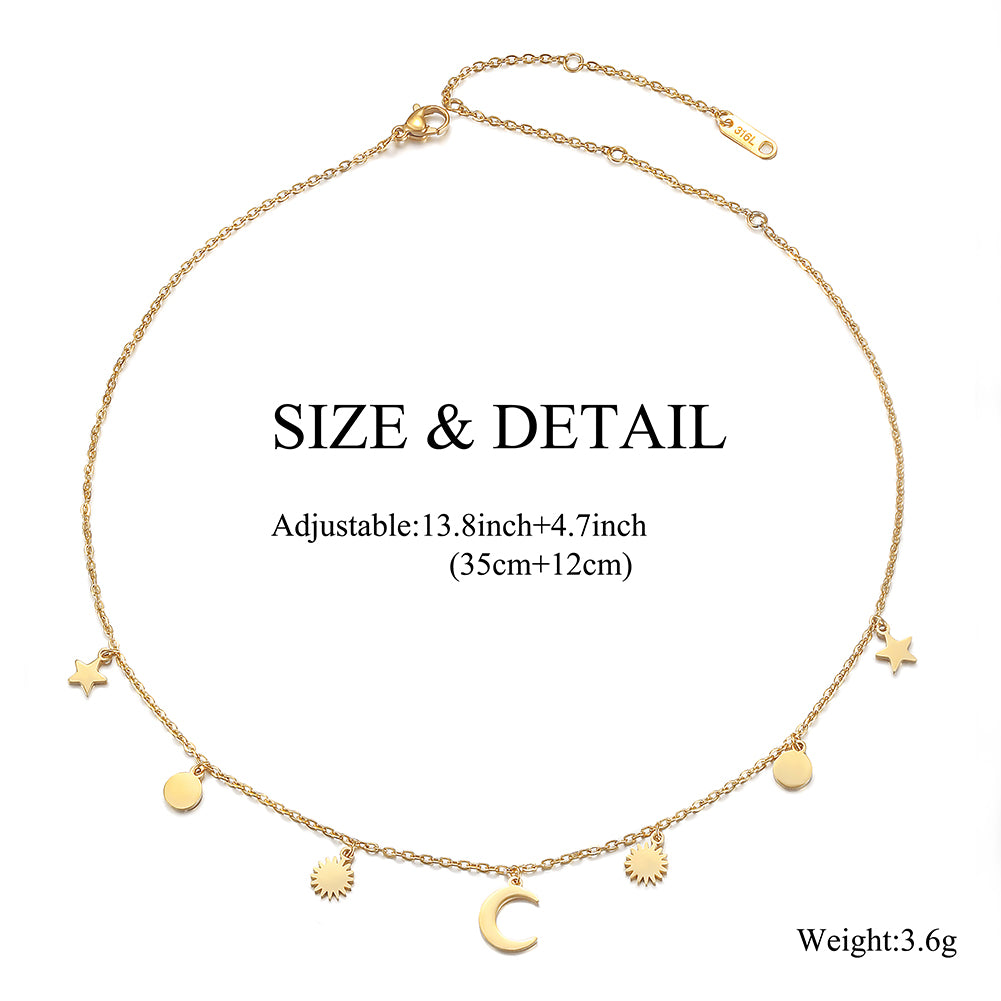 Gold zircon inlaid necklace-NSSN739STGC