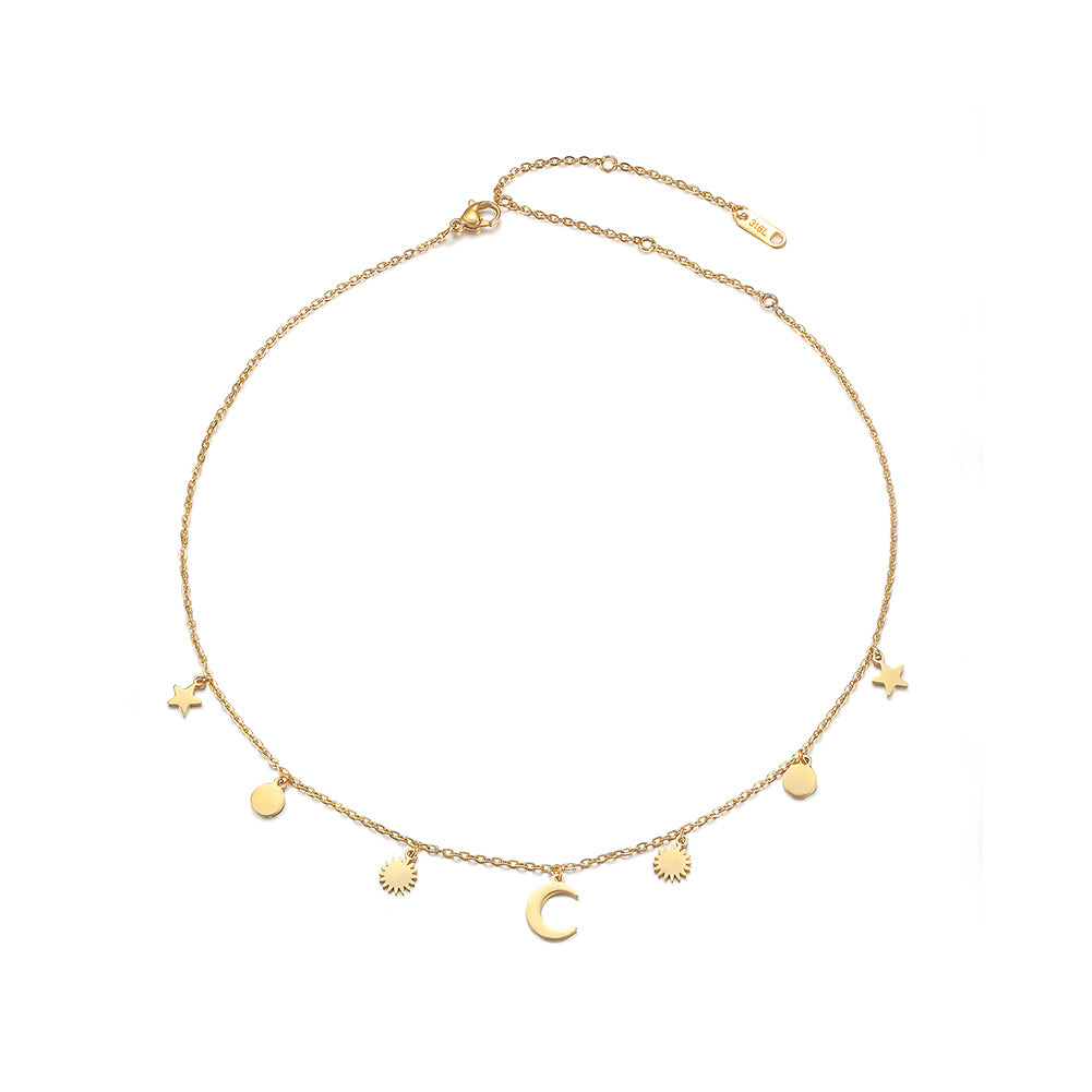 Gold zircon inlaid necklace-NSSN739STGC