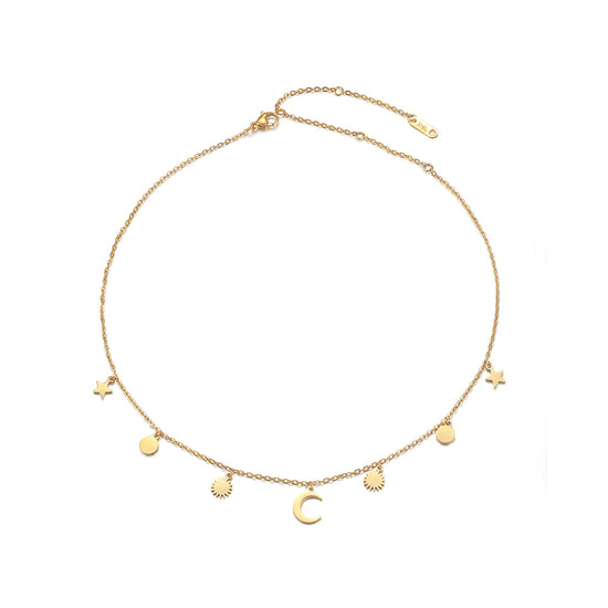 Gold zircon inlaid necklace-NSSN739STGC