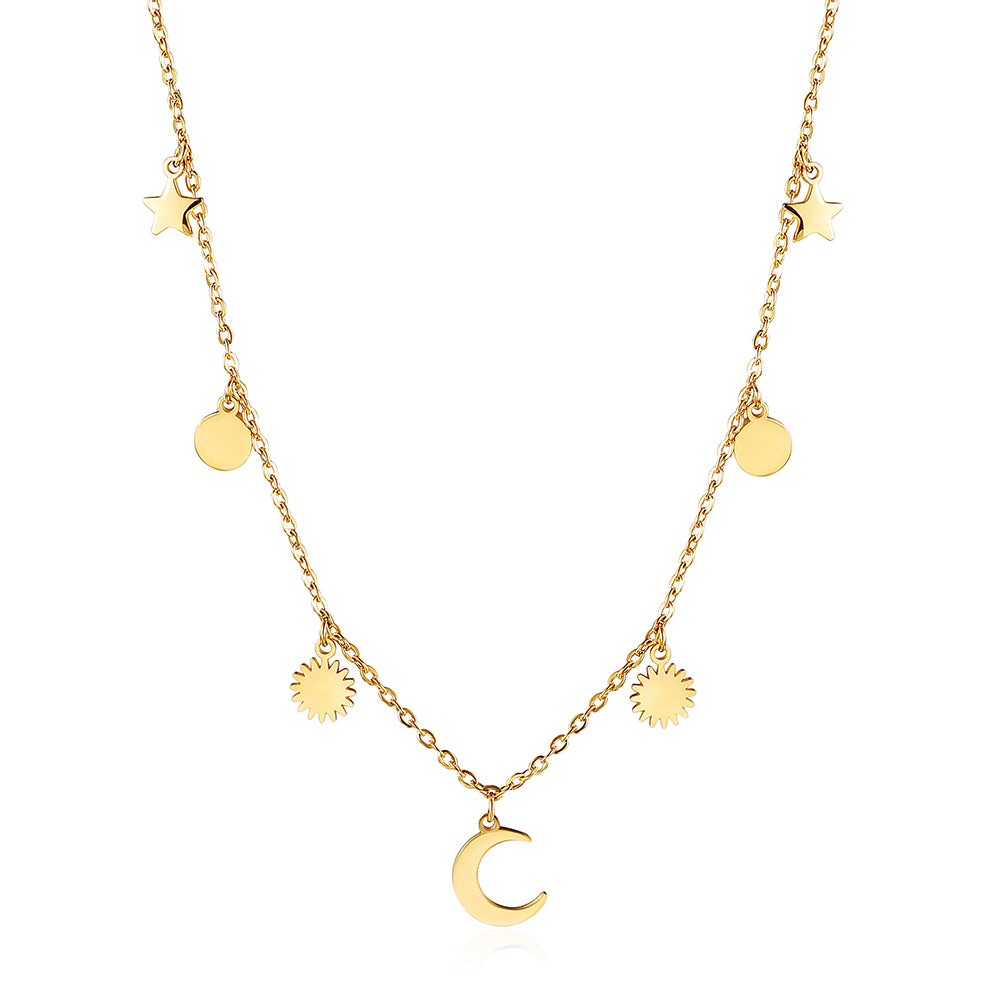 Gold zircon inlaid necklace-NSSN739STGC