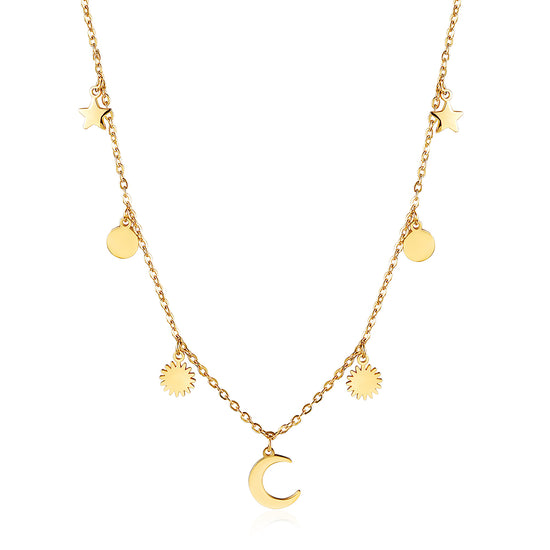 Gold zircon inlaid necklace-NSSN739STGC