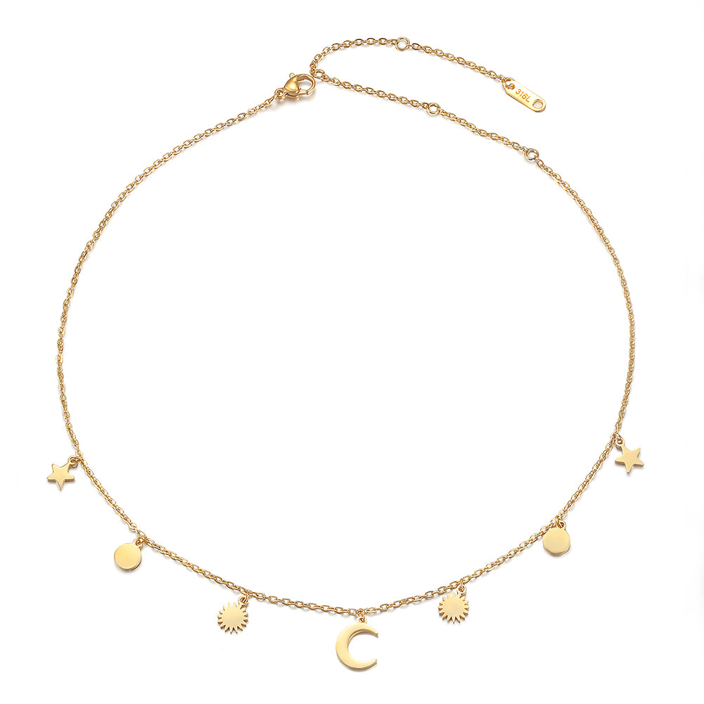 Gold zircon inlaid necklace-NSSN739STGC