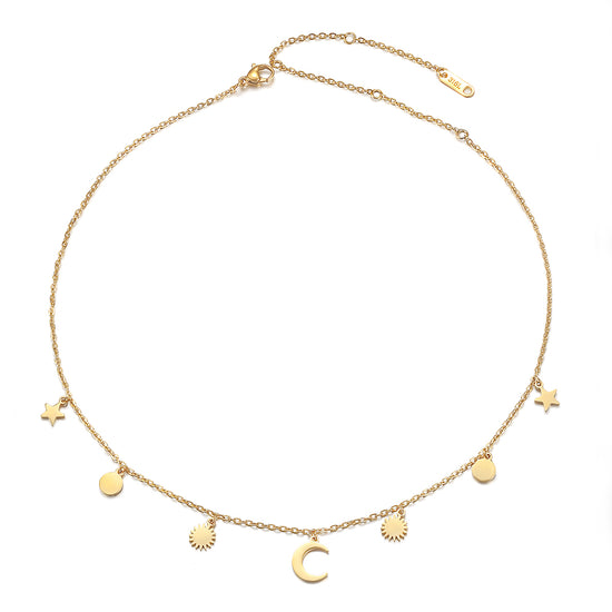 Gold zircon inlaid necklace-NSSN739STGC