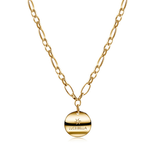 Stainless steel gold medal necklace-NSSN742STGC