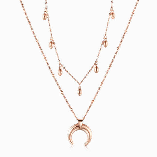 Double layered moon necklace-NSSN744STGC