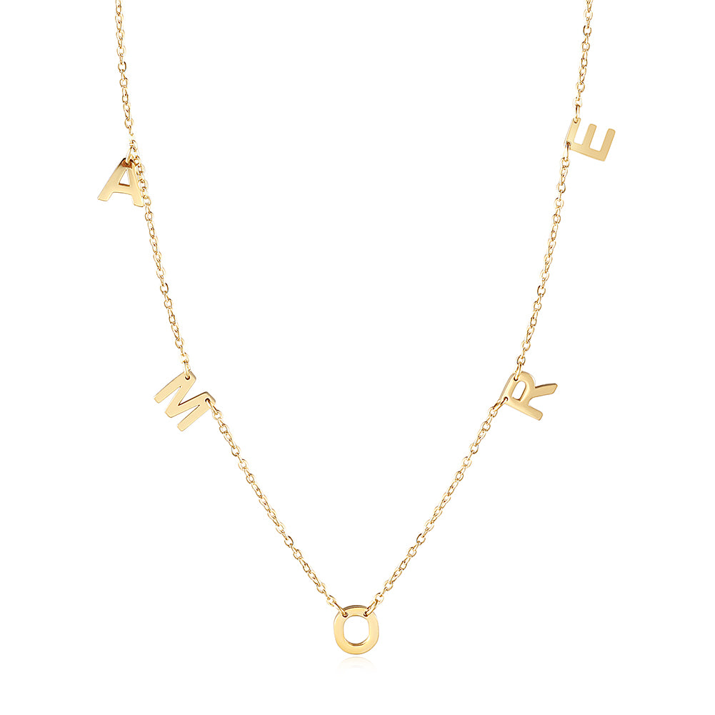 Letter AMORE necklace-NSSN746STGC