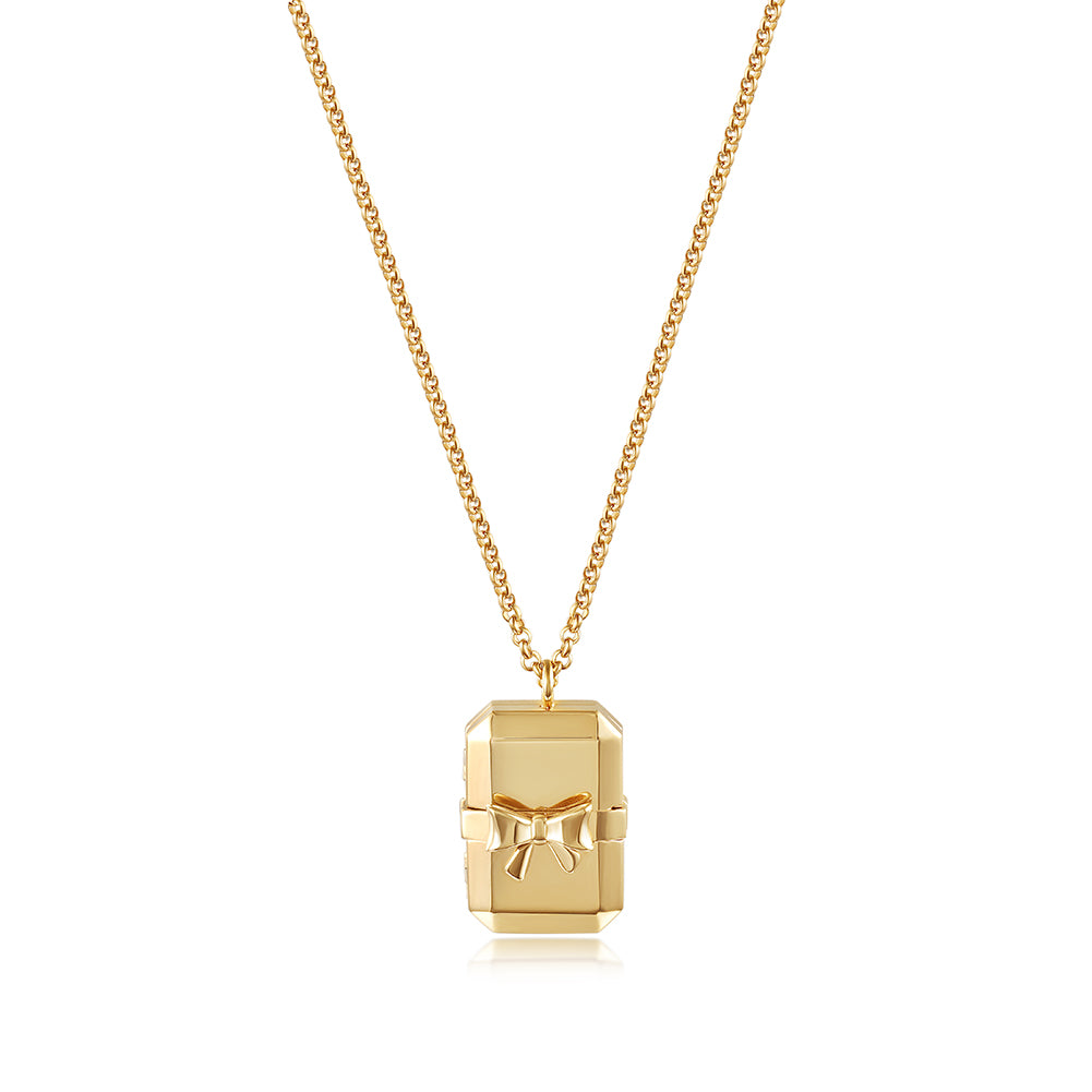 Square bow necklace-NSSN753ST