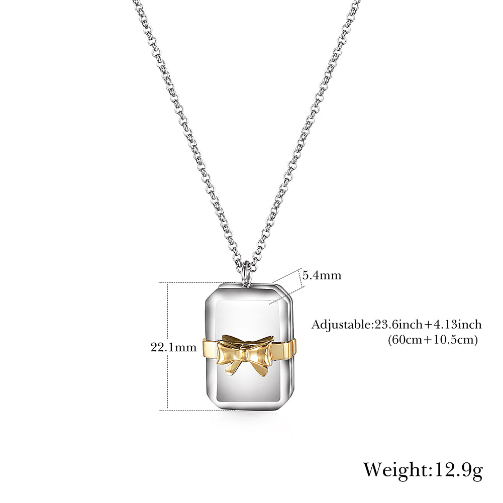 Square bow necklace-NSSN753ST