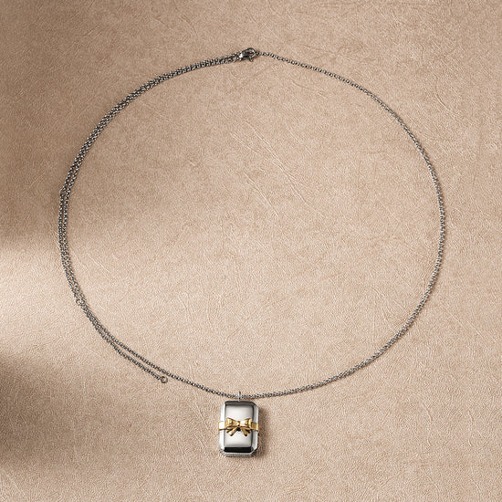 Square bow necklace-NSSN753ST