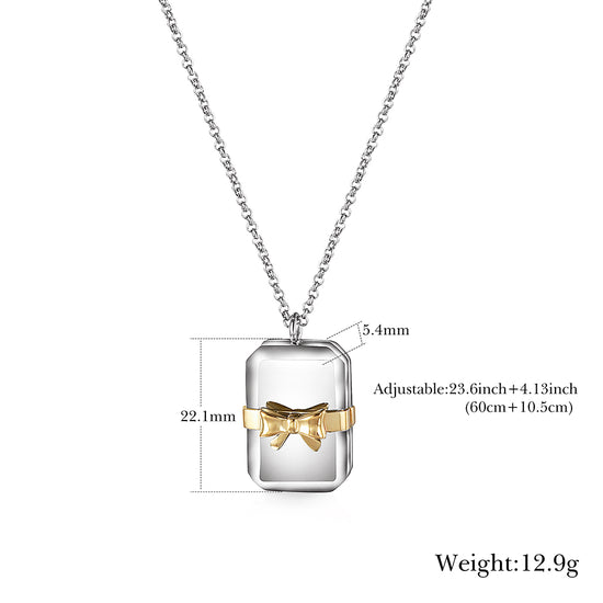 Square bow necklace-NSSN753ST