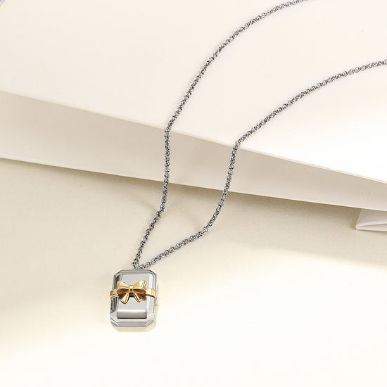 Square bow necklace-NSSN753ST