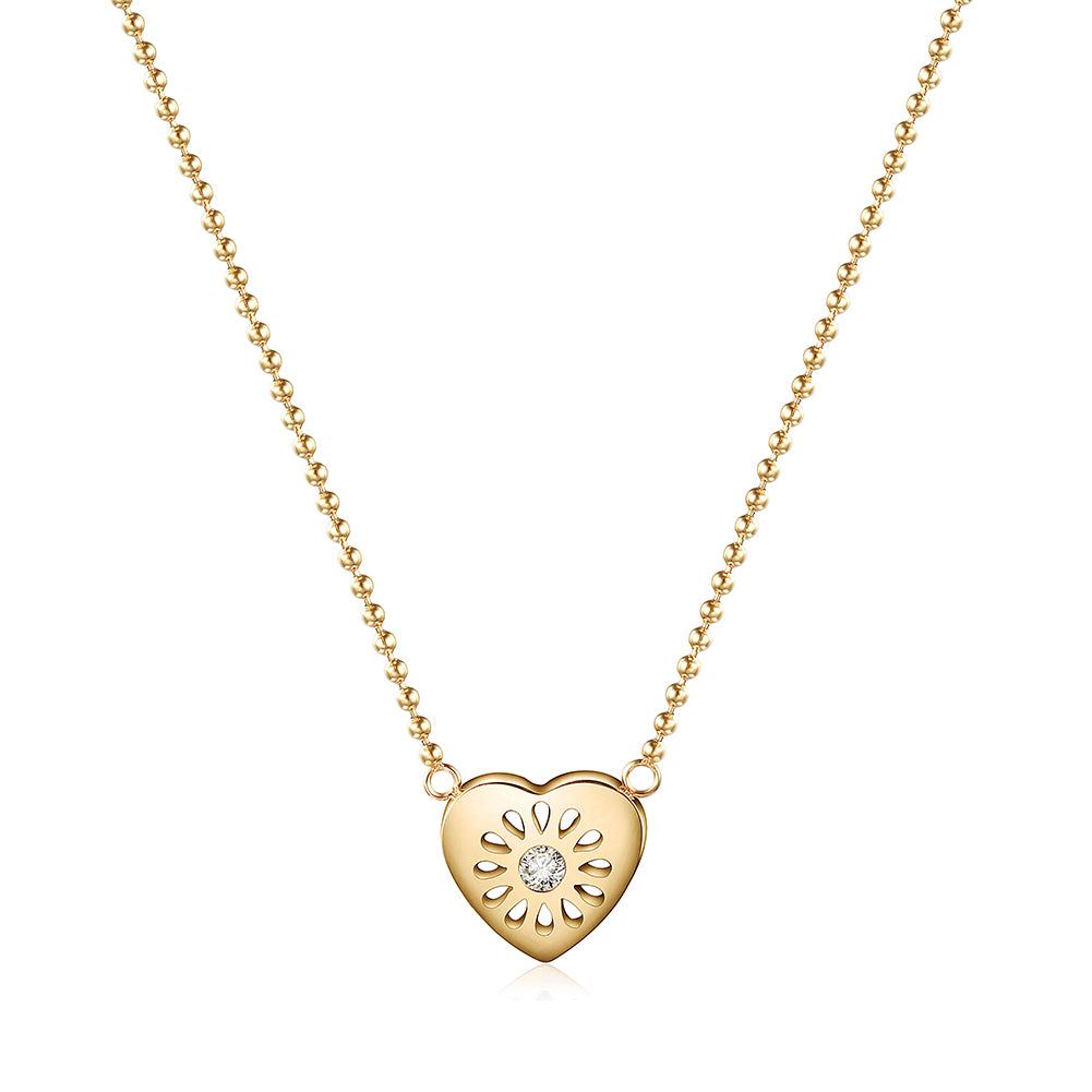 Love water droplet hollow necklace-NSSN758STGCZD