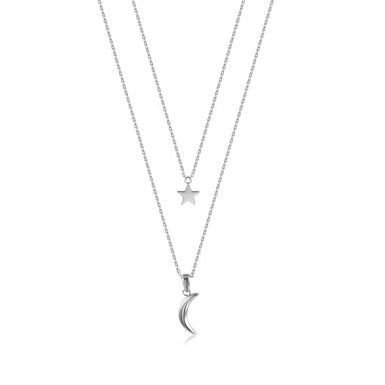 Stainless steel star moon necklace-NSSN777ST