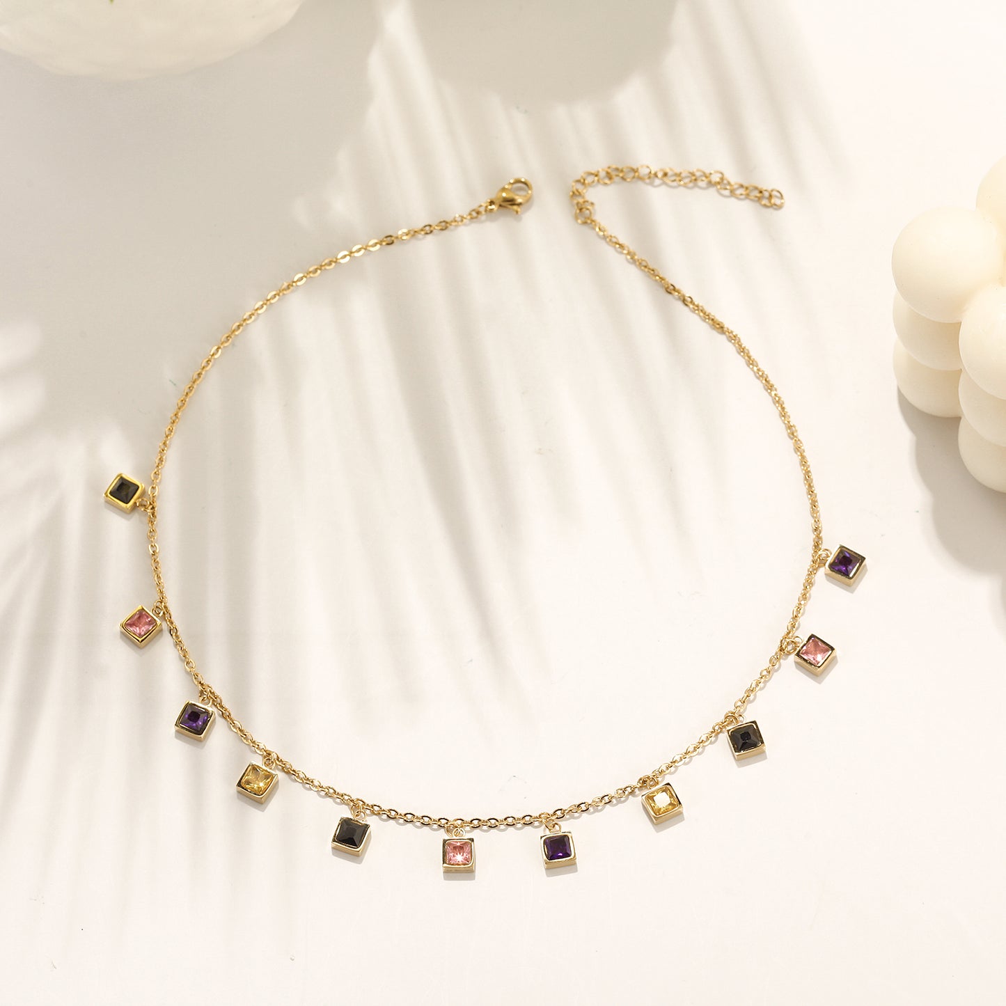 Colorful zircon necklace-NSSN797STGCZD