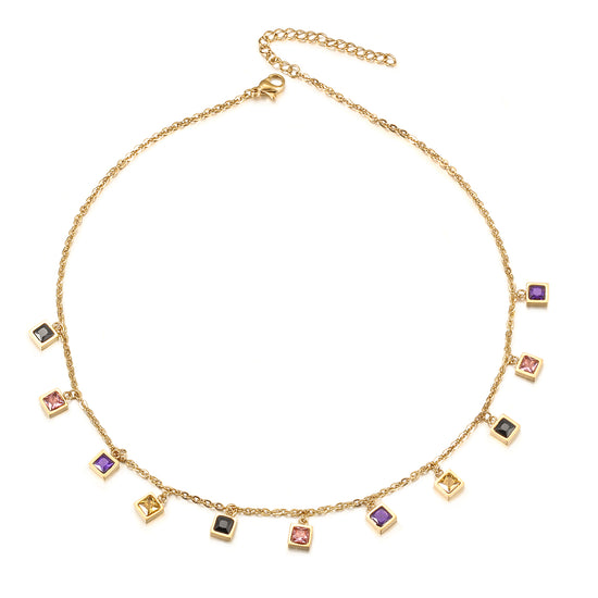 Colorful zircon necklace-NSSN797STGCZD