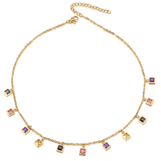 Colorful zircon necklace-NSSN797STGCZD