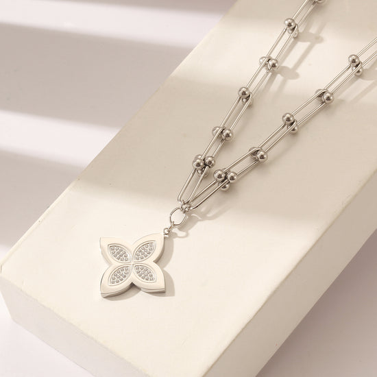 Creative Flower Necklace-NSSN804ST