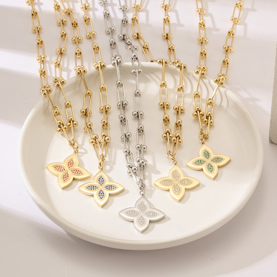 Creative Flower Necklace-NSSN804ST