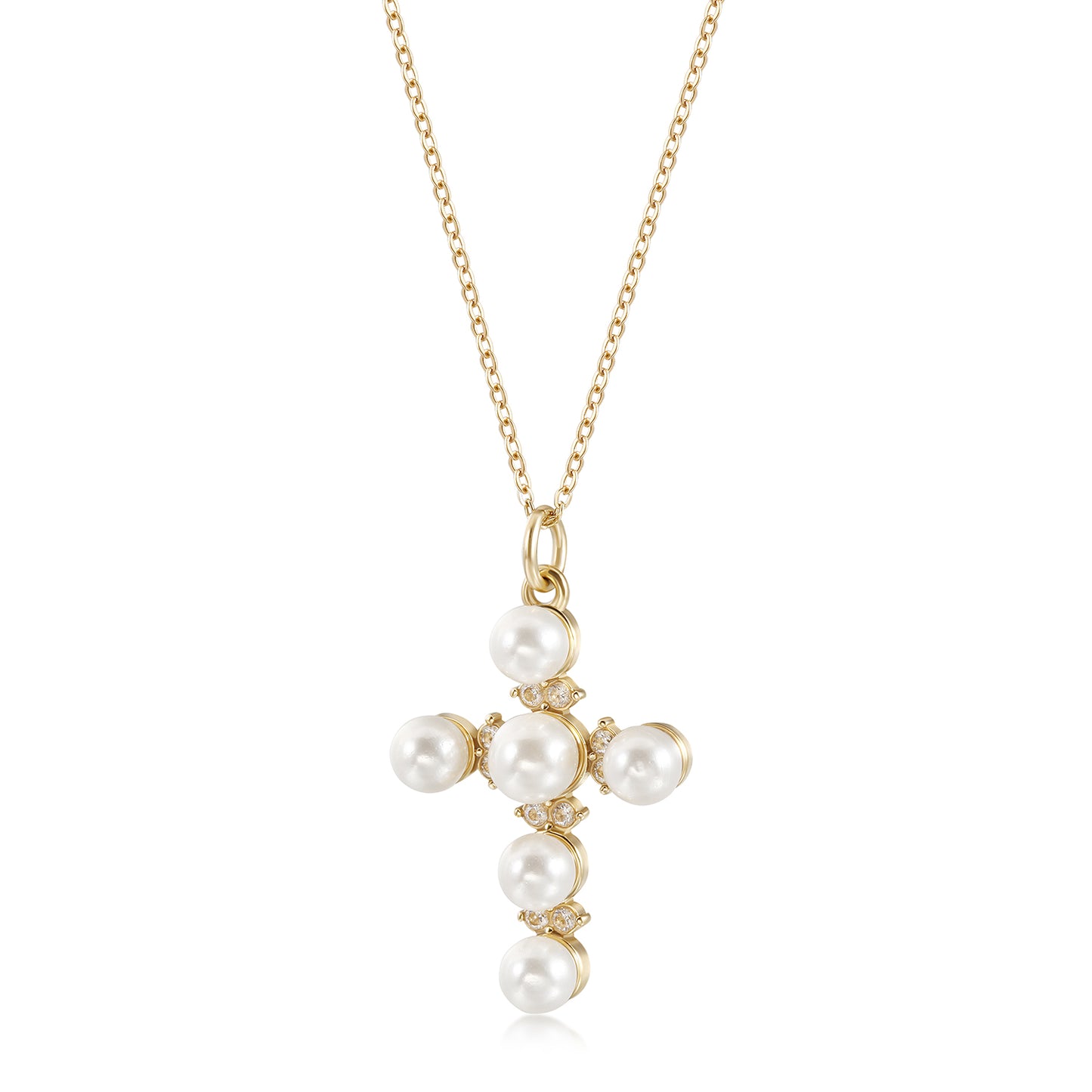 Cross pearl necklace-NSSN805ST