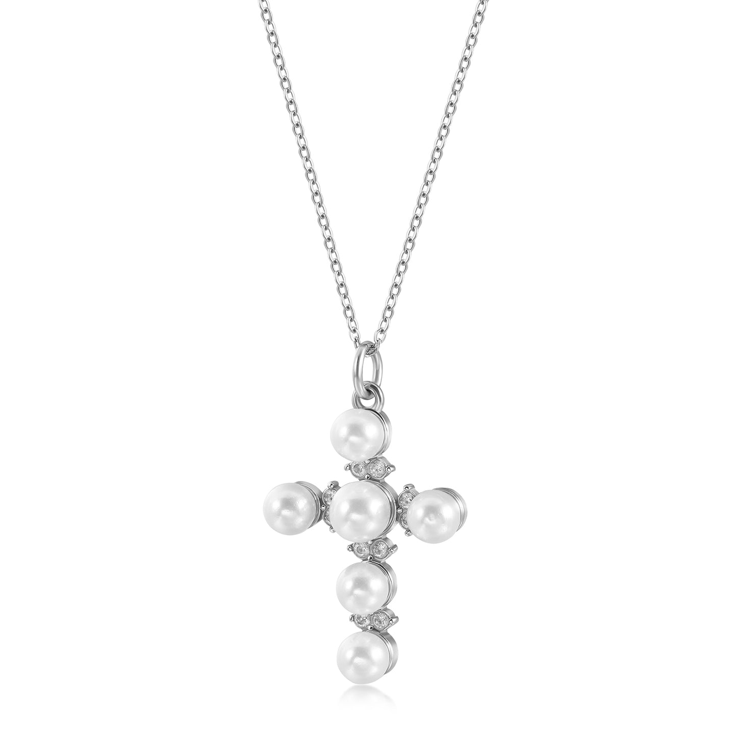 Cross pearl necklace-NSSN805ST