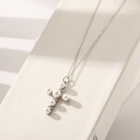 Cross pearl necklace-NSSN805ST