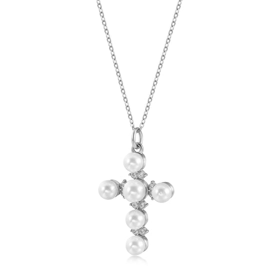 Cross pearl necklace-NSSN805ST