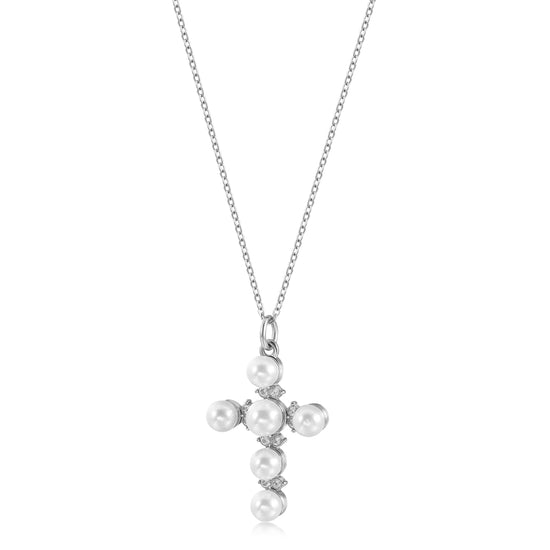 Cross pearl necklace-NSSN805ST