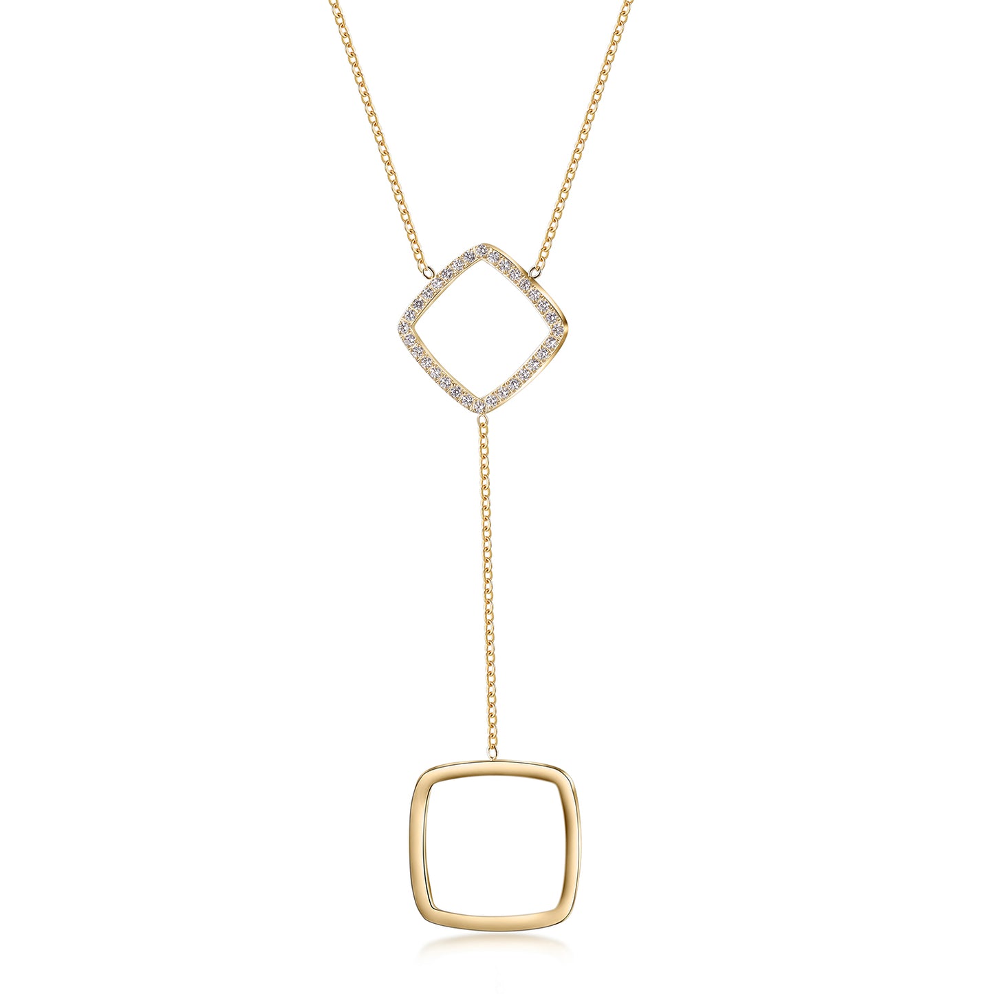 Square pendant necklace-NSSN810STGCZD