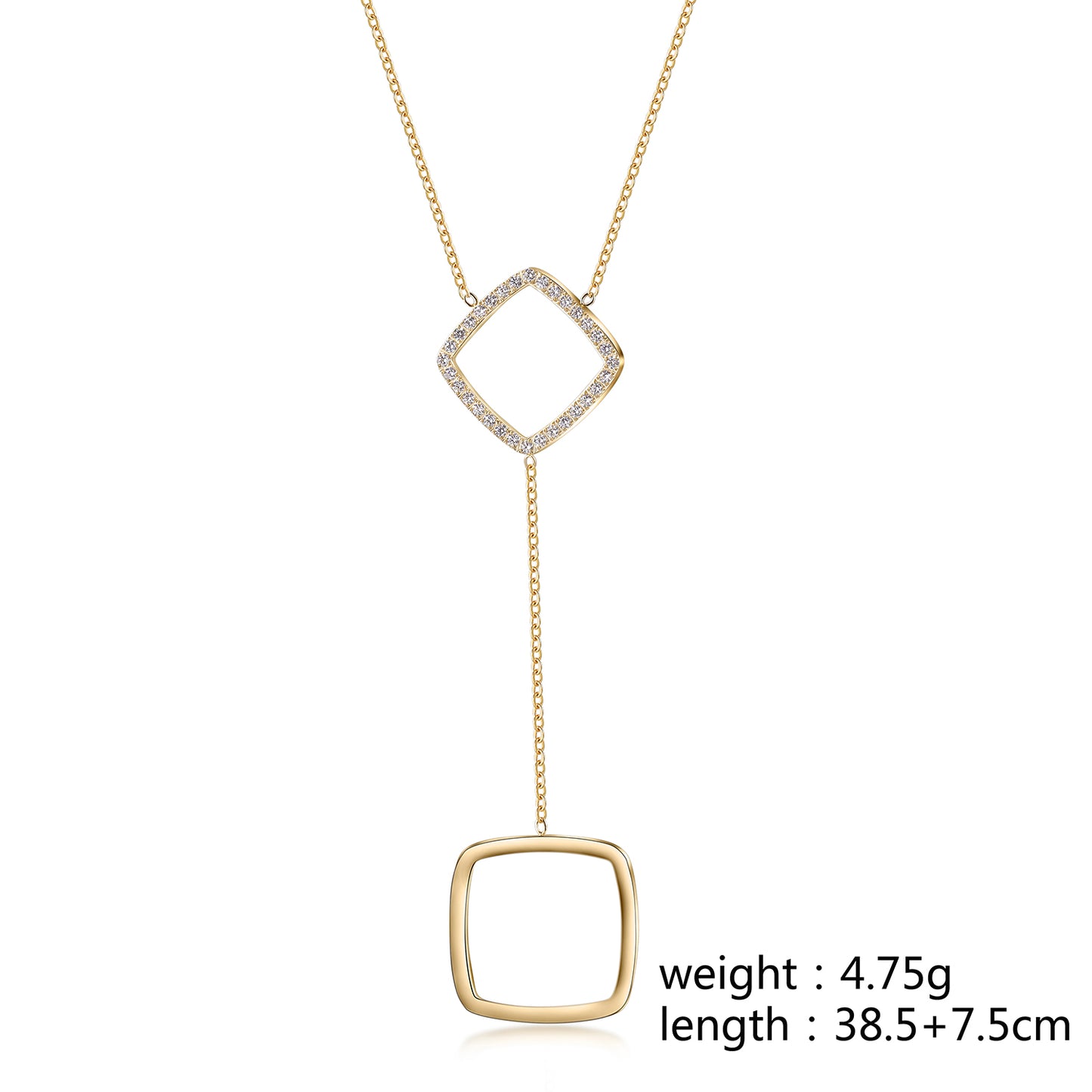 Square pendant necklace-NSSN810STGCZD