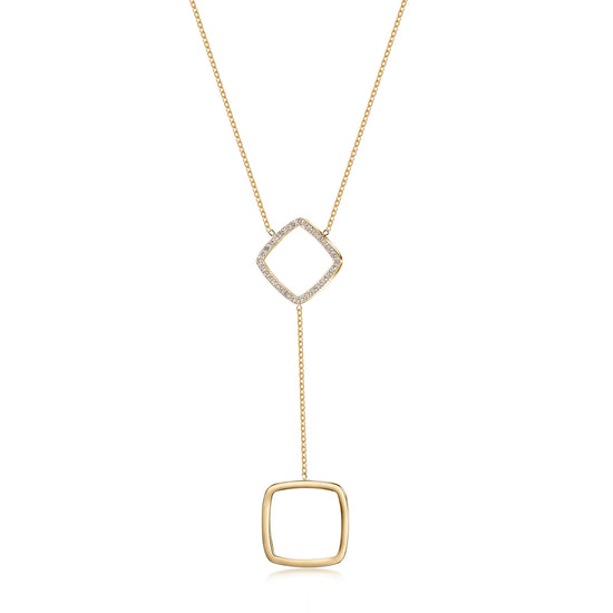 Square pendant necklace-NSSN810STGCZD