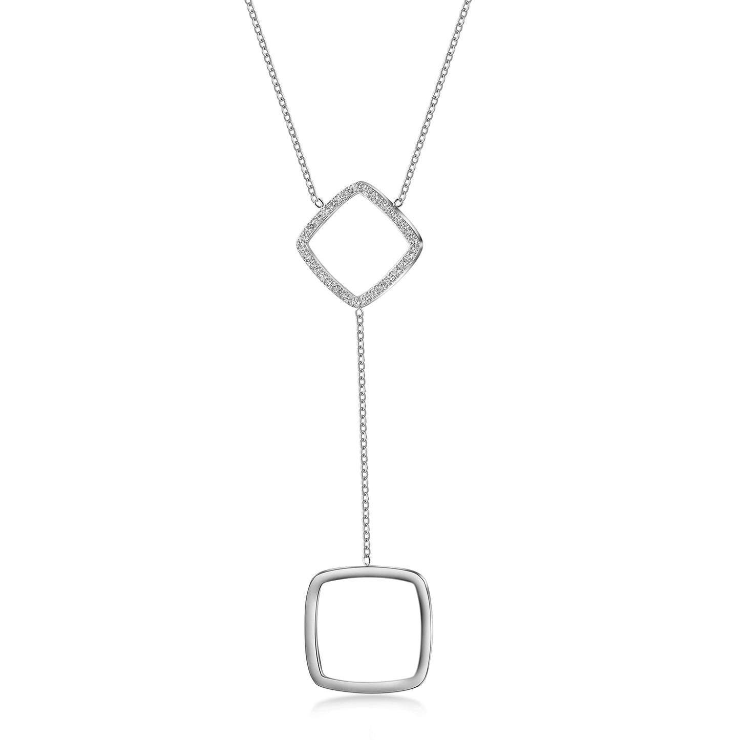 Square pendant necklace-NSSN810STWGZD