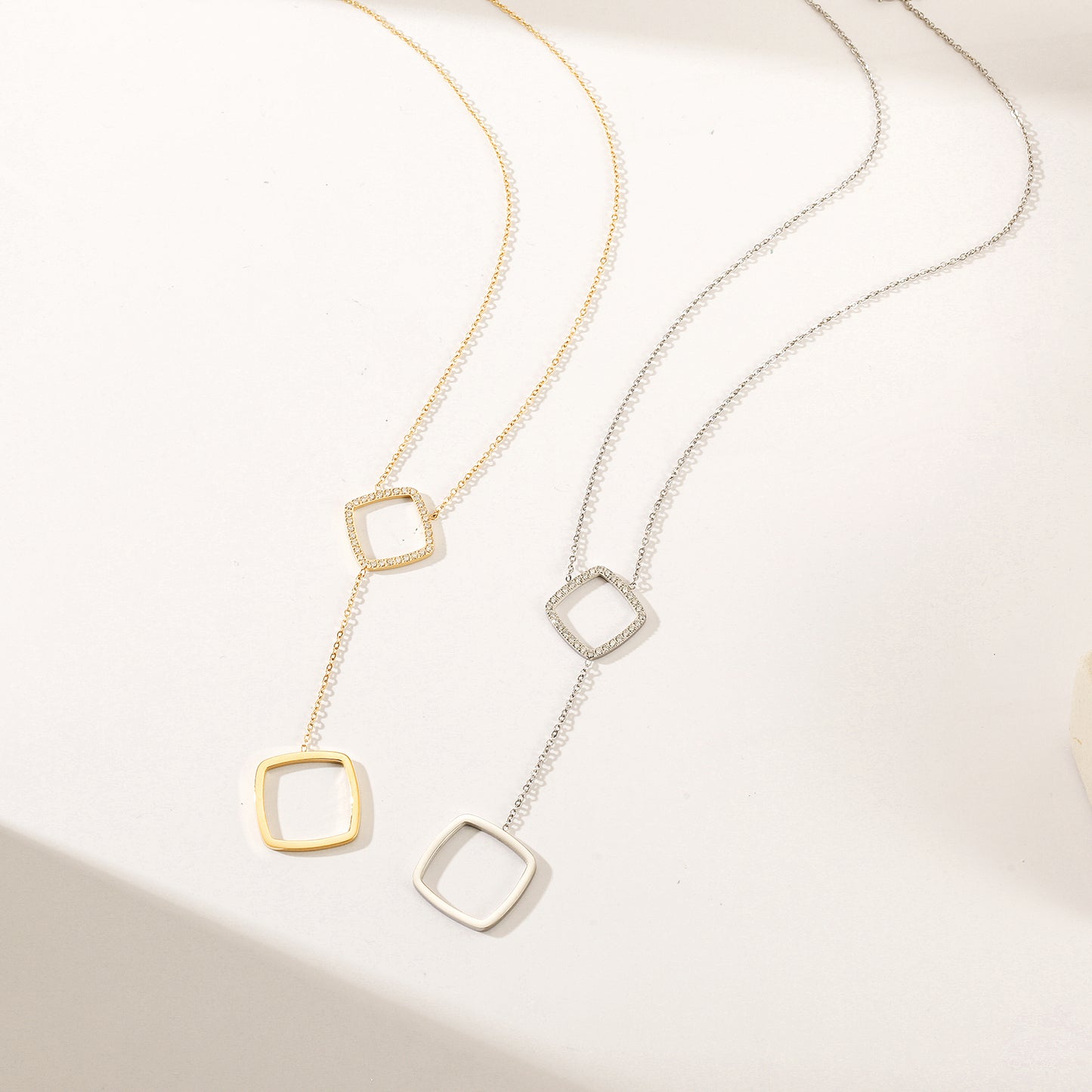 Square pendant necklace-NSSN810STWGZD