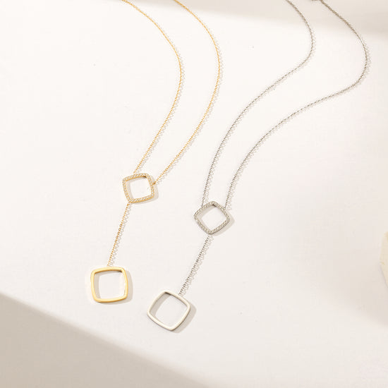 Square pendant necklace-NSSN810STWGZD