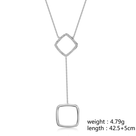 Square pendant necklace-NSSN810STWGZD