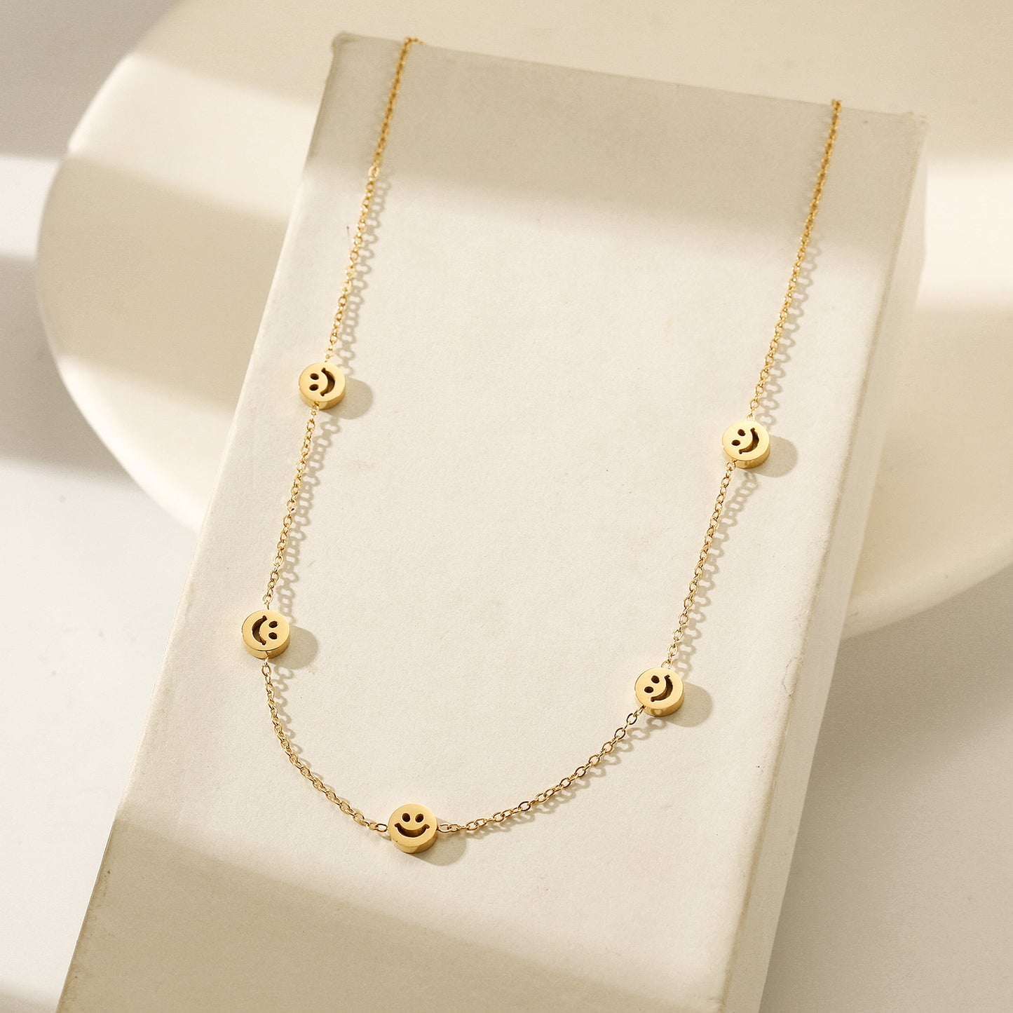 Hollow smiley face necklace-NSSN860STGC