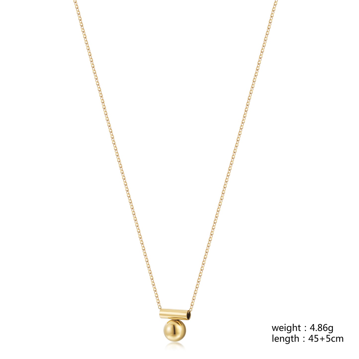 High polished round ball pendant necklace-NSSN864STGC