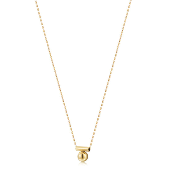 High polished round ball pendant necklace-NSSN864STGC