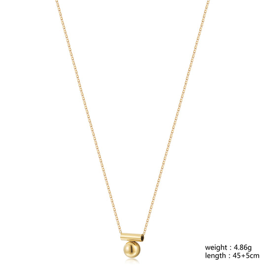 High polished round ball pendant necklace-NSSN864STGC