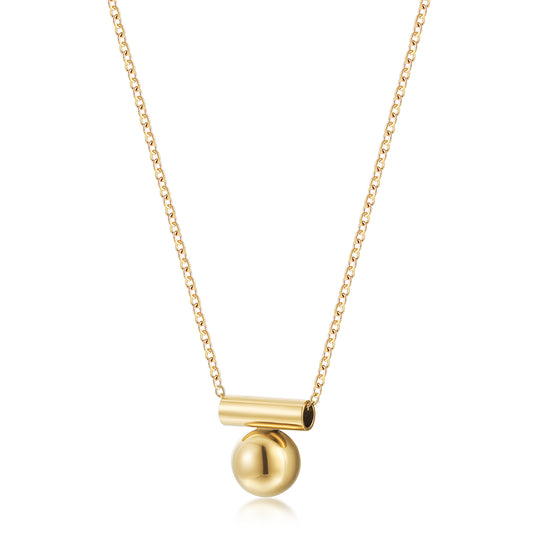 High polished round ball pendant necklace-NSSN864STGC